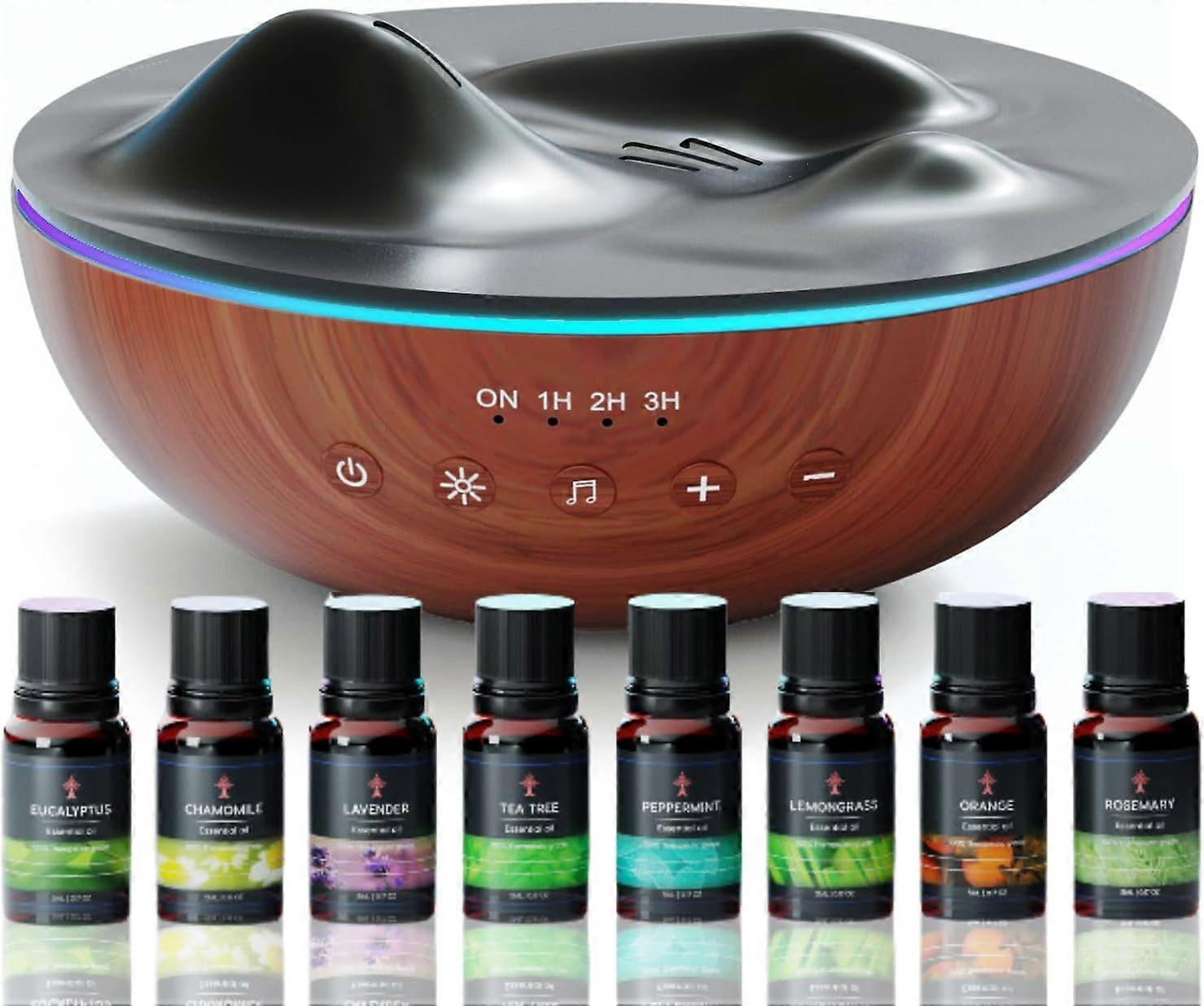 Aromatherapy Essential Oil Diffuser + Essential Oil Set for Large Rooms, 500ml, 8 Relaxing