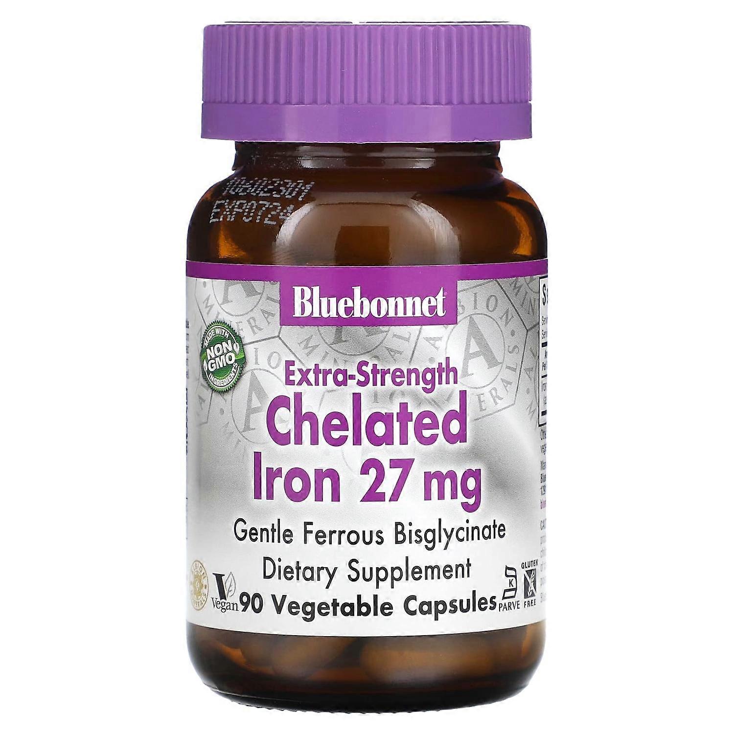 Bluebonnet Nutrition, Extra Strength Chelated Iron, 27 mg, 90 Vegetable Capsules