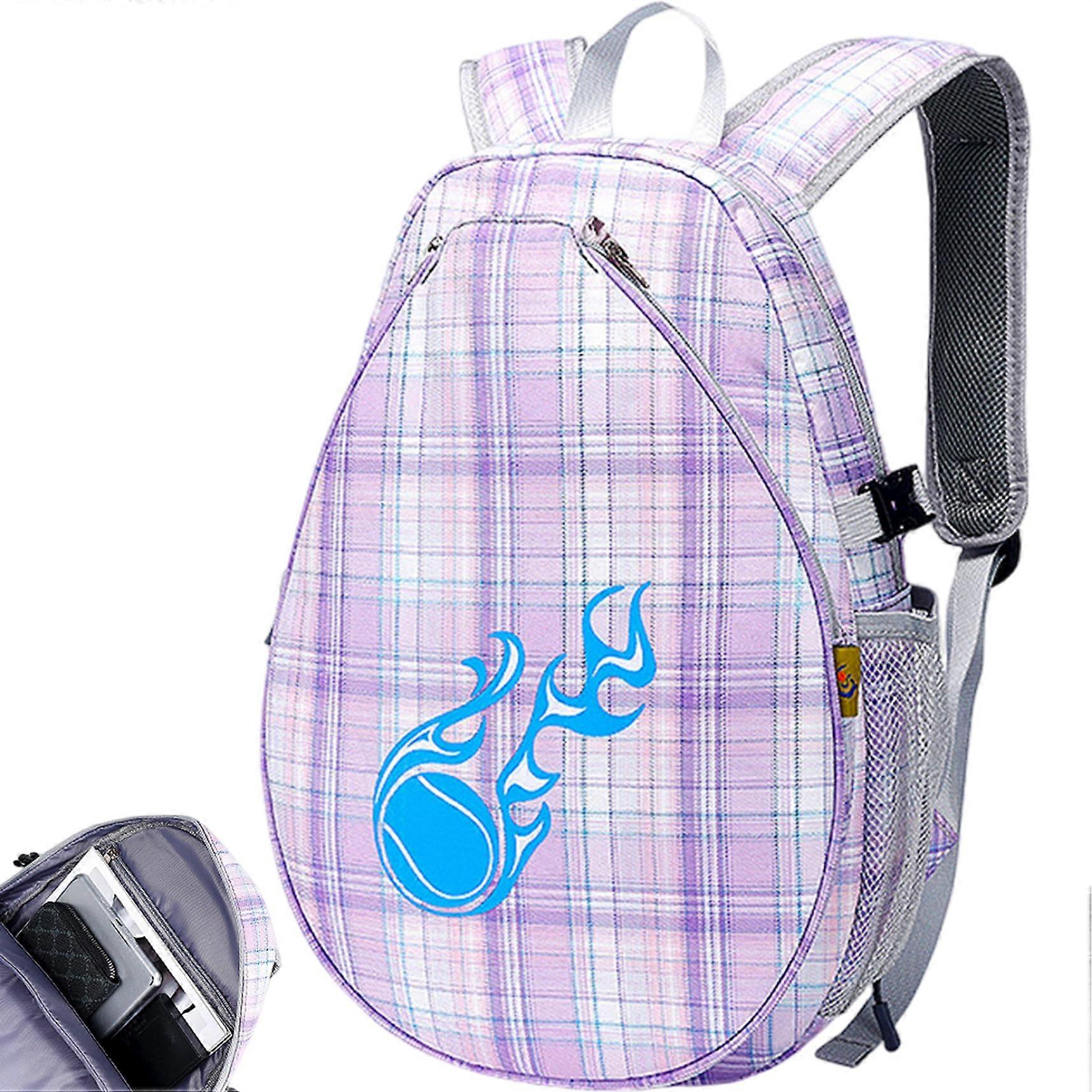 Kids Tennis Bag Waterproof Lightweight Backpack With Mesh Pockets 11X15.8X5.9 Large Capacity Racket Bag For Teens Purple