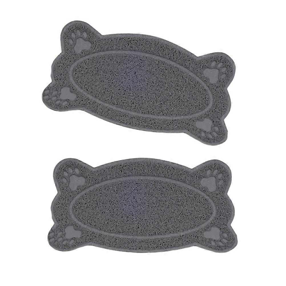 Cat Litter Mat Non-Slip for Floor Safety 2Pcs Grey Bone Shape Litter Pads