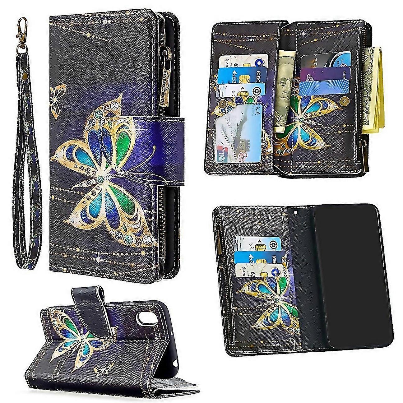 For Colored Drawing Pattern Zipper Horizontal Flip Leather Case With Holder Card Slots Wallet Crafte
