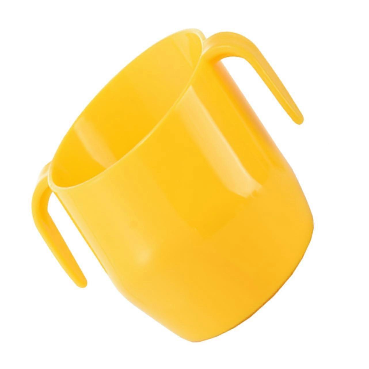 Straw Cup Training Mug, Double Handles, Slanted Mouth, Lemon Color
