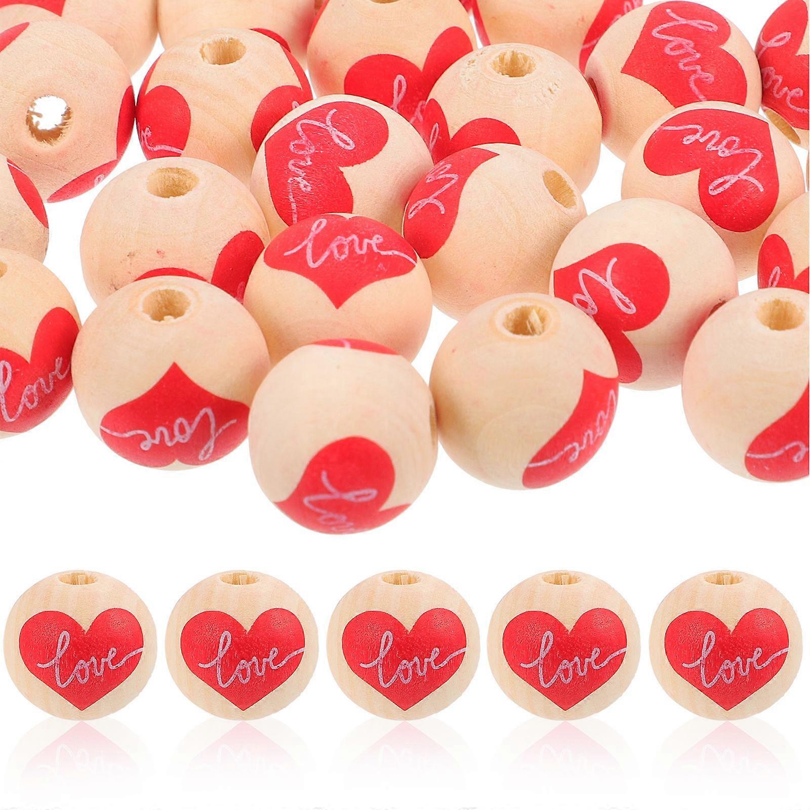 Wooden Heart Pattern Beads for DIY Jewelry Making with 120Pcs Pieces