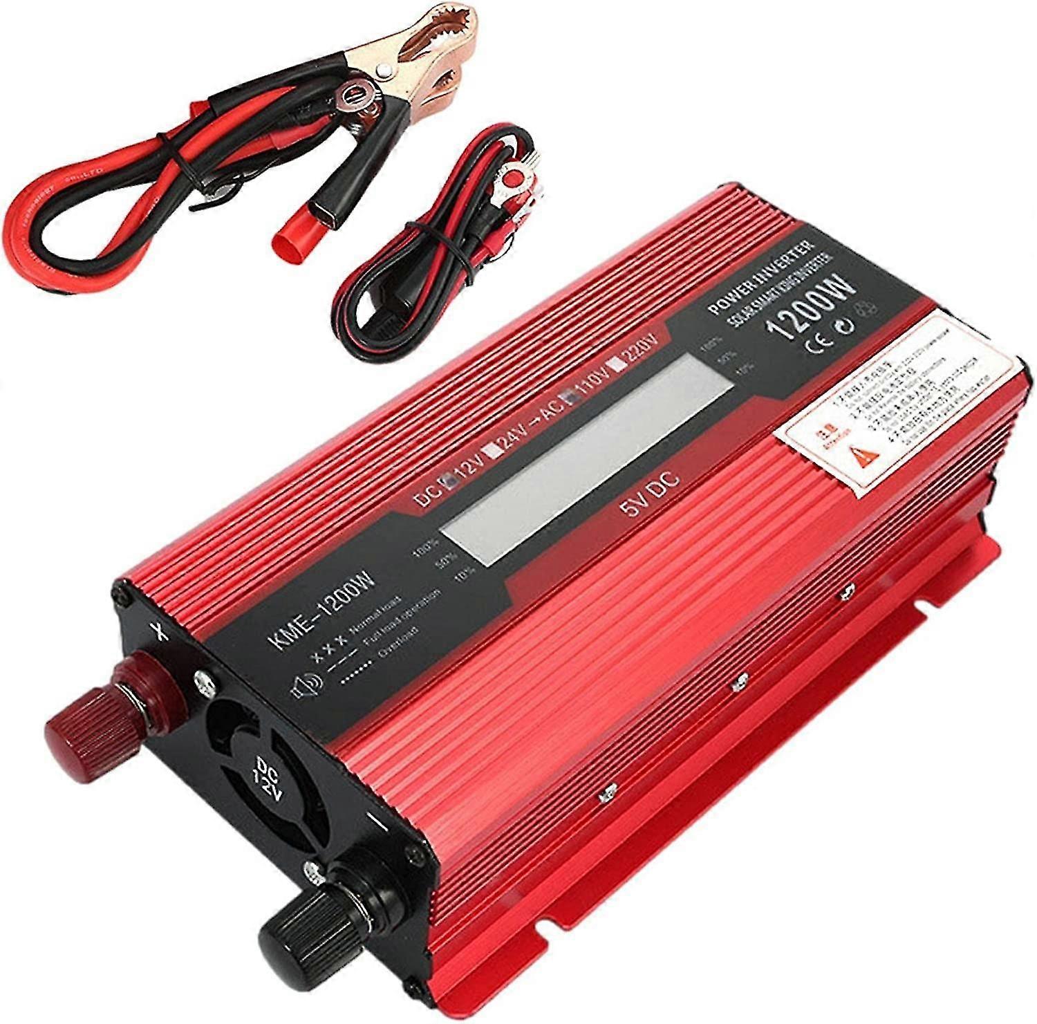 Power Inverter For Car - Pure Sine Car Inverter With Lcd Display - Portable Ac Converter With Usb Ports Car Charger With Lcd Digital Display For Home