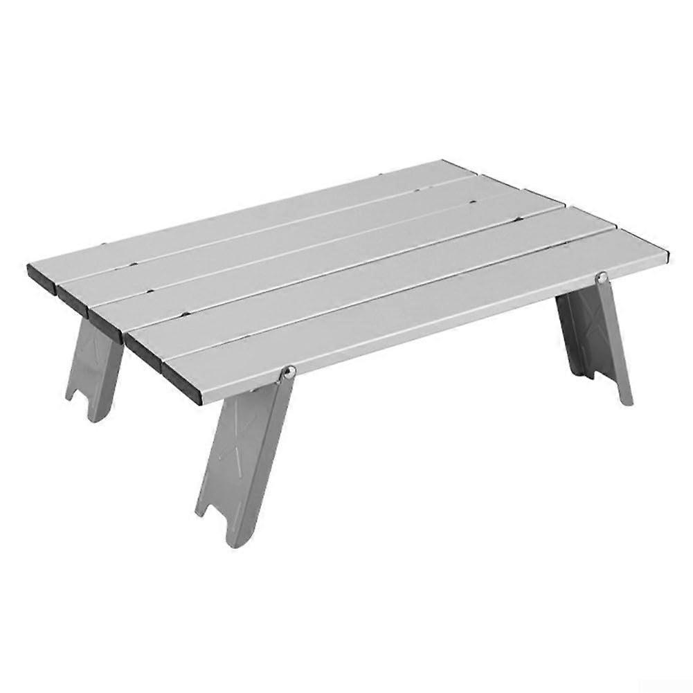 Folding Beach Table Aluminum Portable Camping Table Small Beach Side Table Silver For Outdoor Picnics
