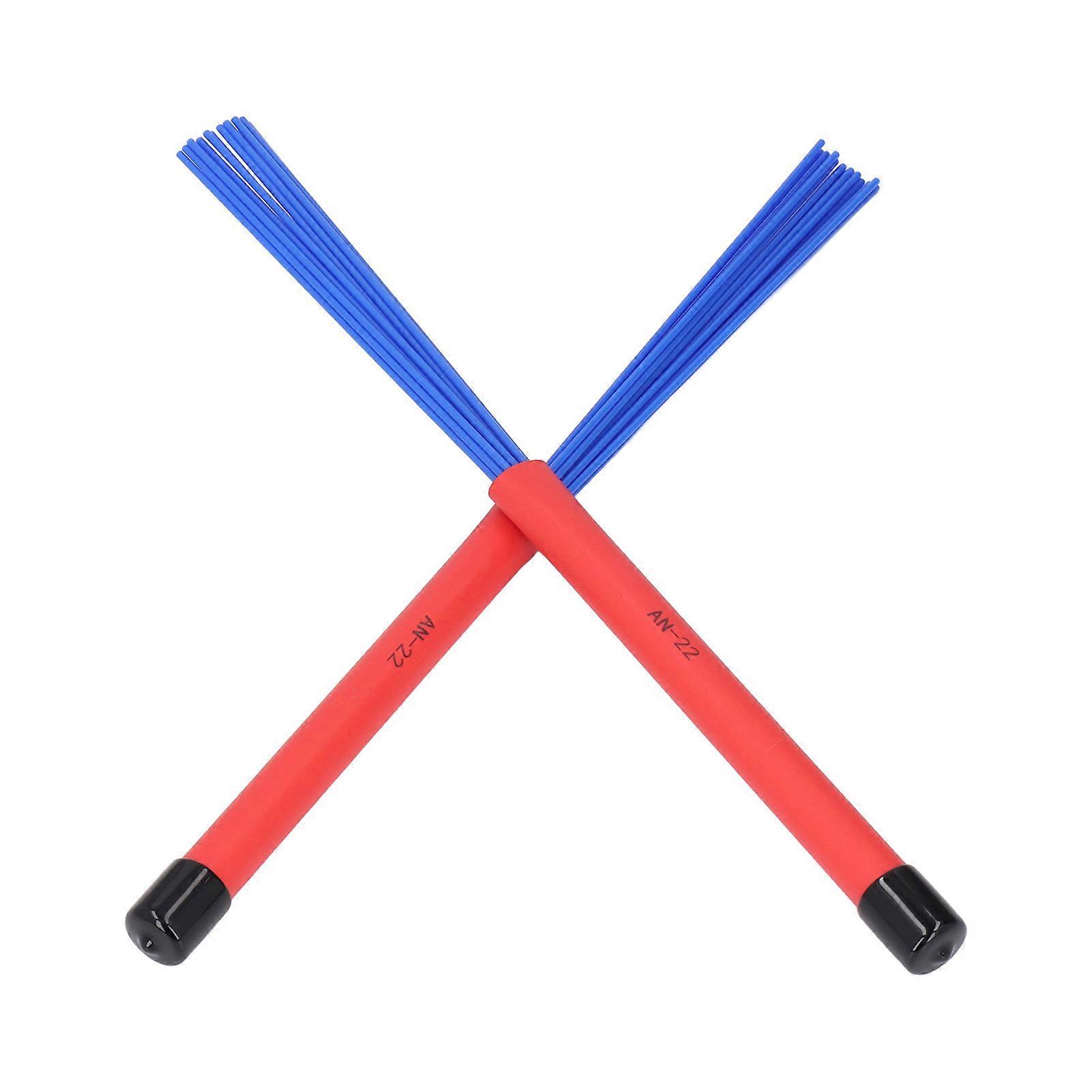 2PCS Blue Drum Brushes Retractable Plastic Bristles Rubber Handle