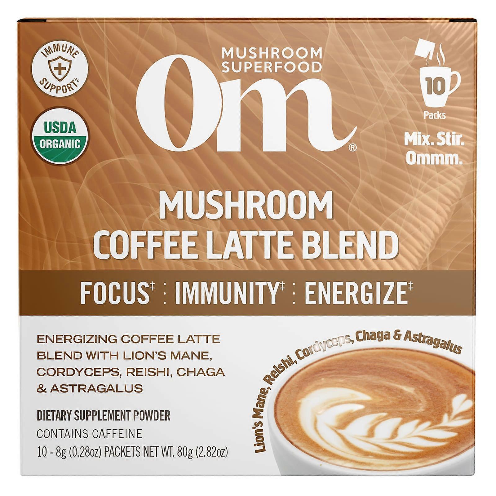 Mushroom Coffee Latte Blend, 10 Packets, 0.28 oz (8 g) Each