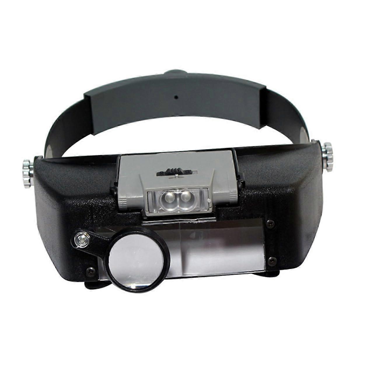 Helmet Type Head Mounted Magnifier With Adjustable LED, Lightweight Loupe With  Transparency Lens For Precision Work