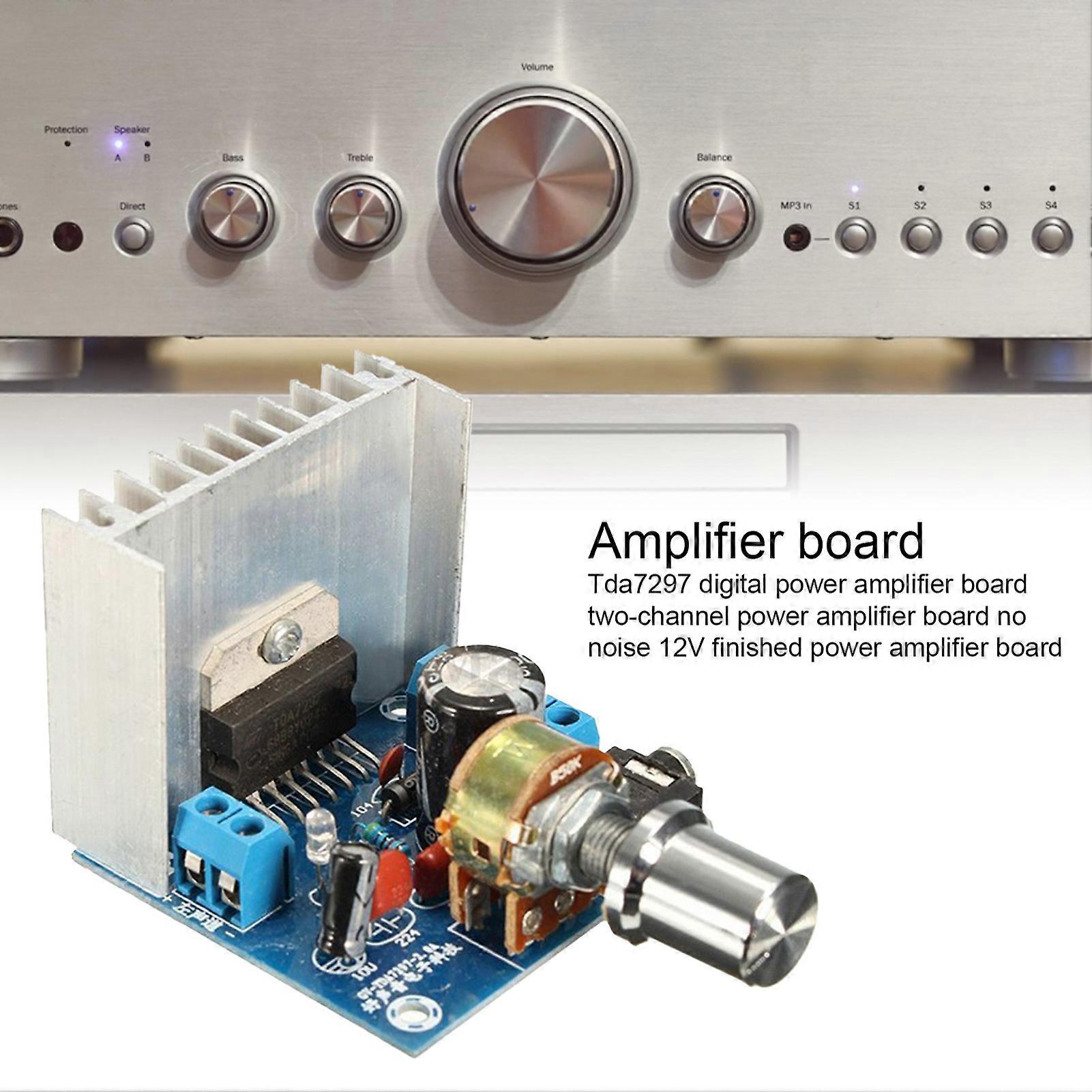 SUSUchens TDA7297 Audio Amplifier Board, High Fidelity, No Static Noise, Dual-Channel 12V Digital Amp for Home, Blue