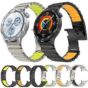 Pulseira de relógio de silicone com fivela de tartaruga e metal de titânio de duas cores de 22 mm
