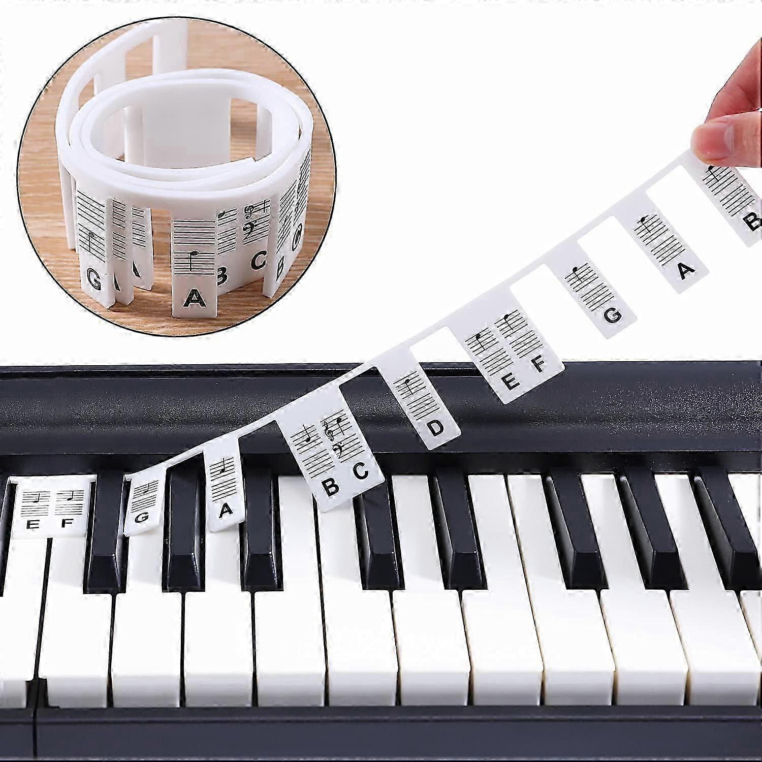 Removable piano and keyboard labels 61 keys White