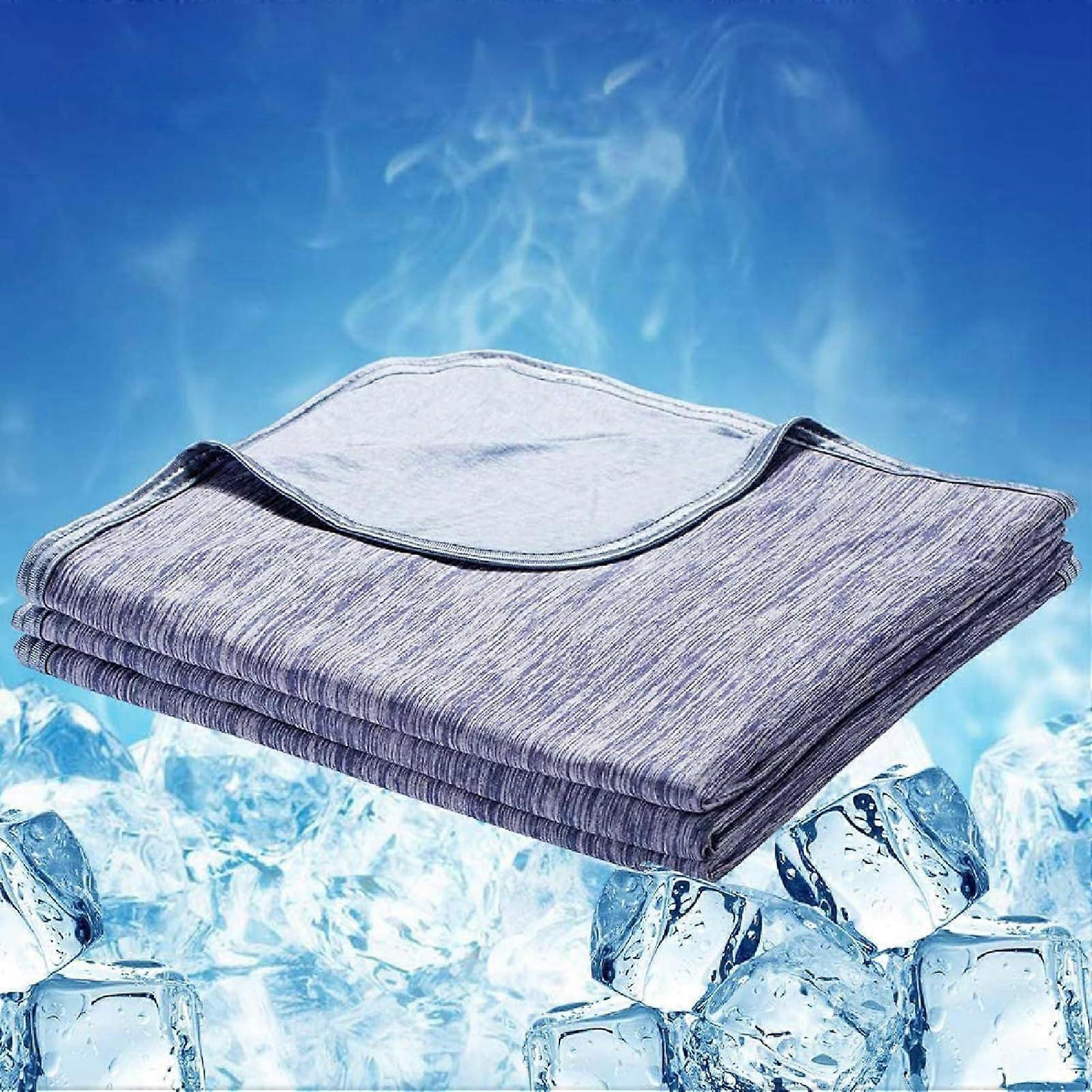 Cooling Blanket For Hot Sleepers, Instant Cooling With Cold Fabric, Breathable No Sweat Blue 100x150 Cm
