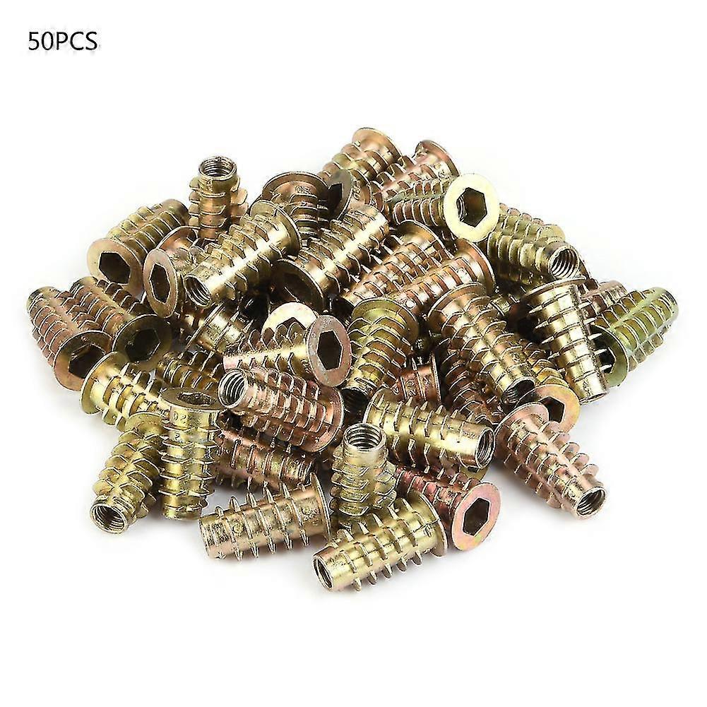 25-26 50Pcs M6 Zinc Alloy Inside Hex Socket Insert Nuts for Wood Furniture (M6*20)