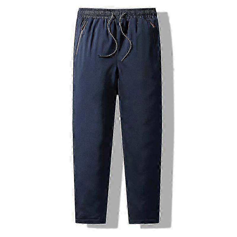 25-26 Men Fall Winter Sweatpants Drawstring Elastic Waist Pockets Loose Warm Casual Thickened Plush Windproof Jogging Exercise Long Trousers