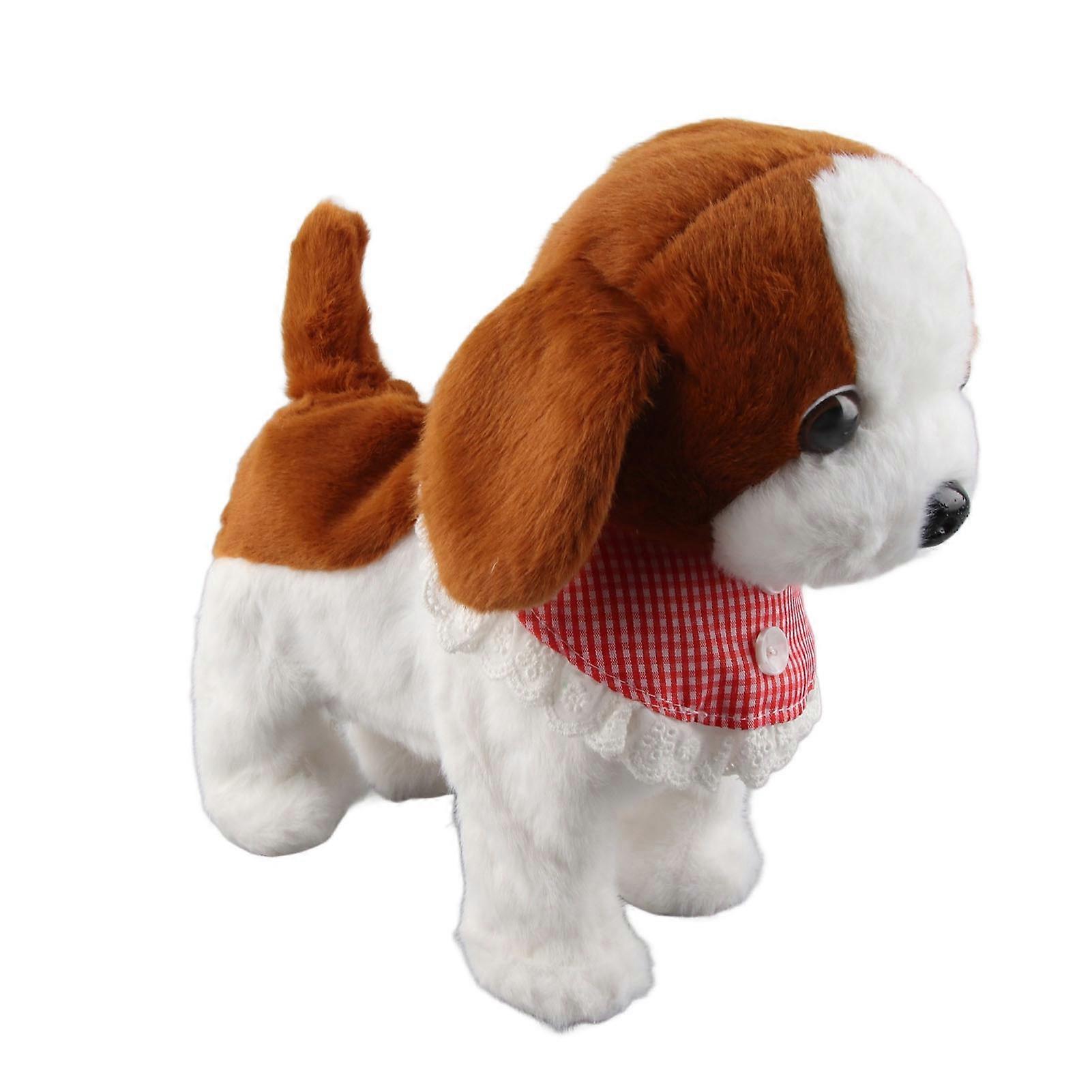 Walking and Barking Puppy Dog Toy Interactive Dancing Electronic Plush Pet with Remote Control Leash for Kids Brown 
