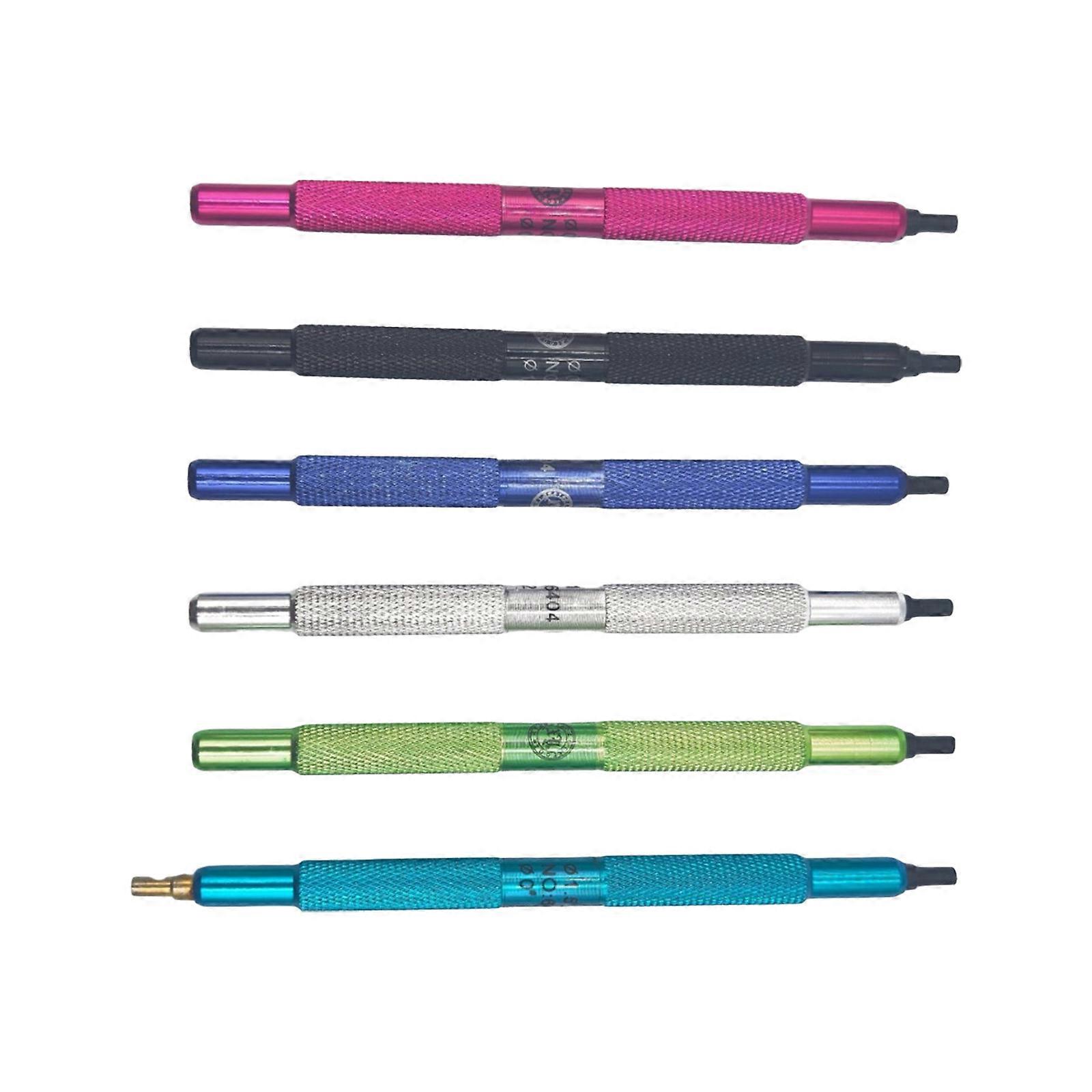 Double Tip Punch Pin Kit For Watch Repair 6 Aluminum Handle Tools With Size Identification Colors Multicolor