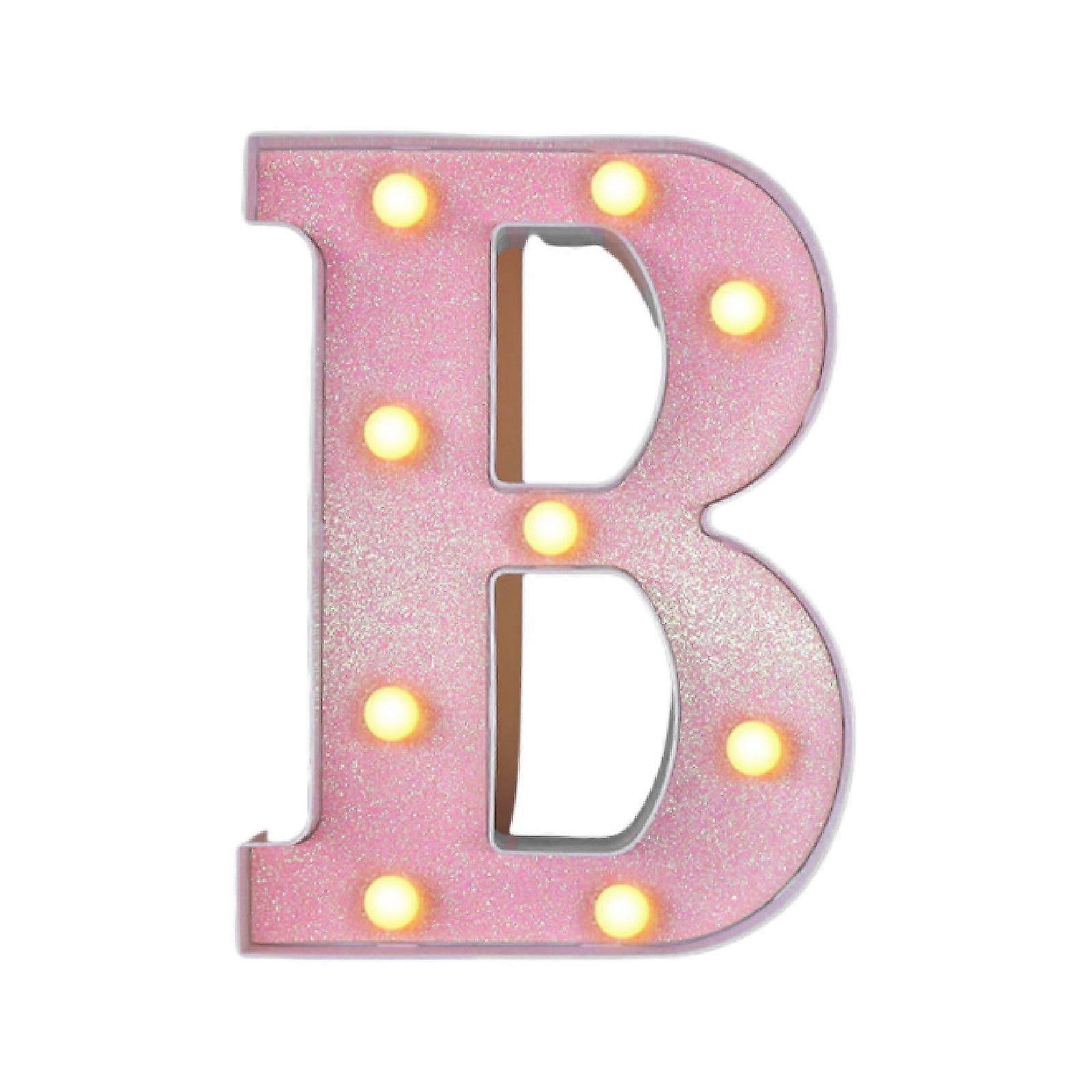 Led Light Up Letters,Marquee LED Letter Lights 26 Alphabet,Battery Powered Glitter Letters With Lights For Party,Table,Wall Decor,B/6.4"