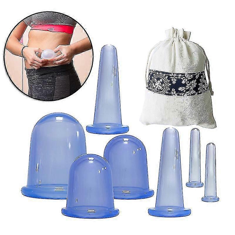 سيليكون الحجامة مجموعة 7 قطع الصينية الوخز تدليك فراغ شفط مع حقيبة تخزين للعضلات H