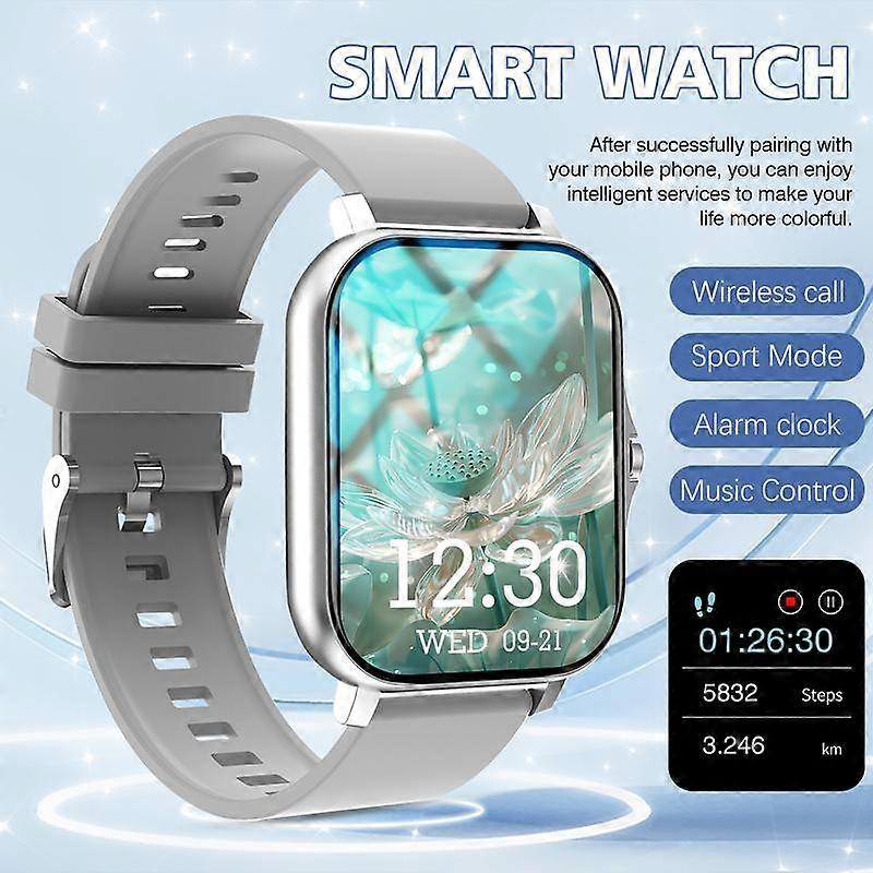 Smart Fitness Watch Pro with Large Square Dial, Supports Calls & Weather Info, Step Tracking, Multiple Sports Modes, USB Charging