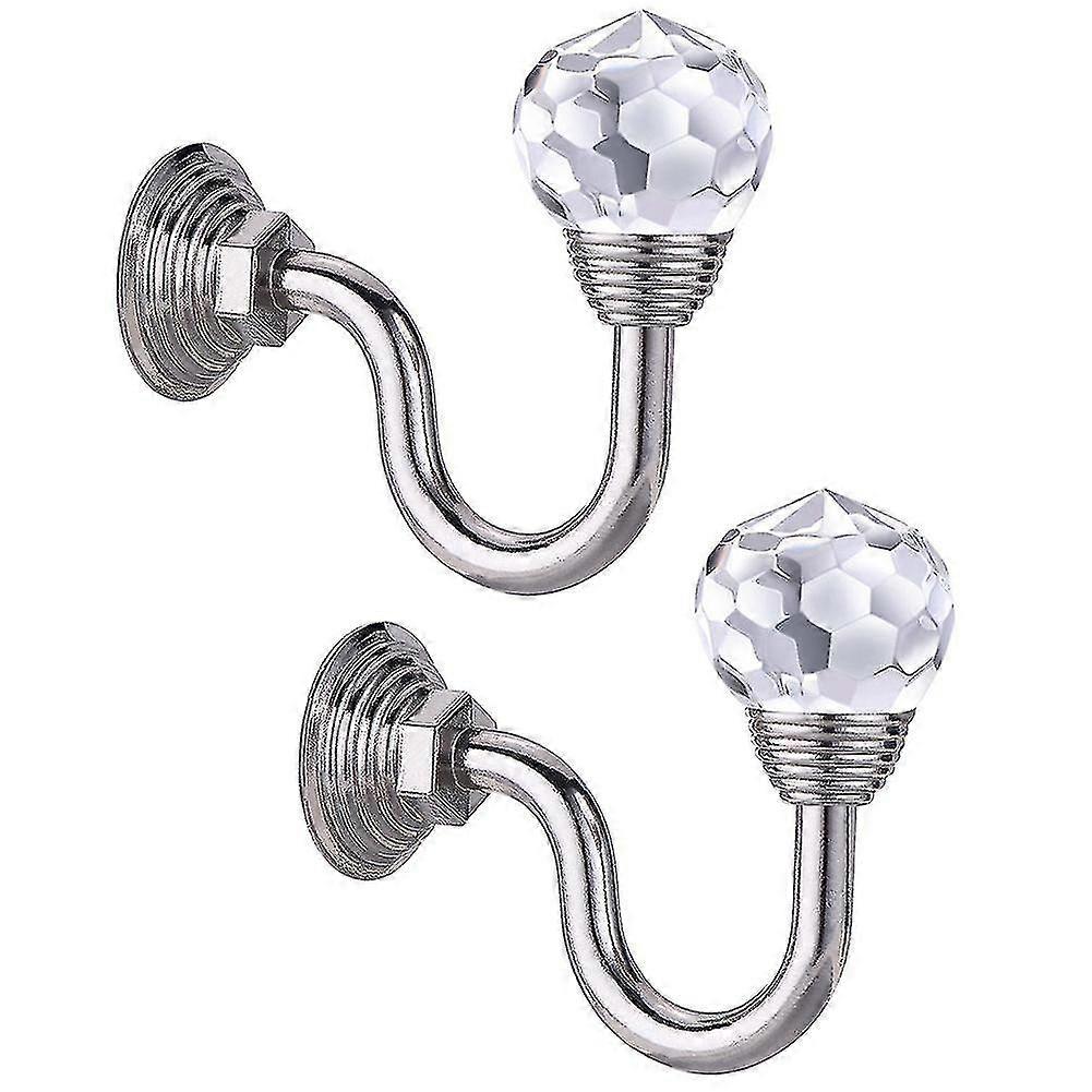 Curtain Holdback Hooks, 2pcs U Shaped Crystal Ball Design for Living Room Window Hanger