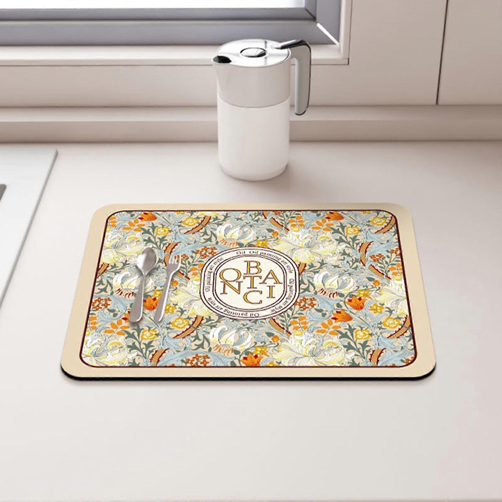 WinysinDraining Mat Kitchen Countertop Absorbent Pad Soft Mud Drain Pad Desktop Tableware