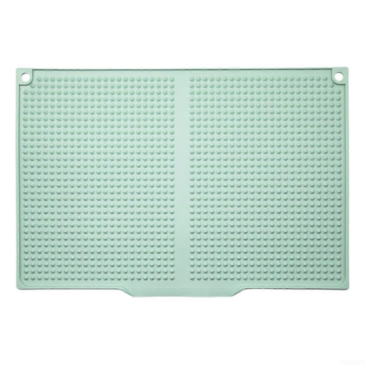 Silicone Dish Drying Mat with Drain Lip, NonSlip Drain Board for Tableware Kitchen, Green