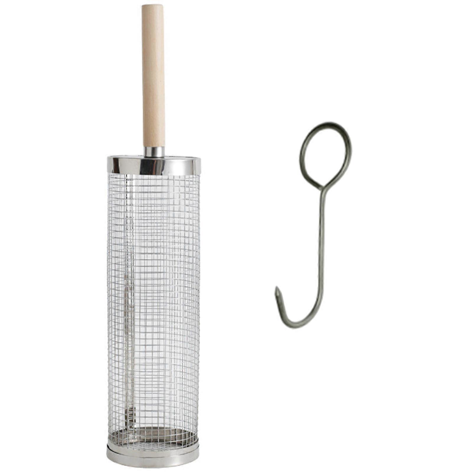 Large Grill Basket With Rolling Function Steel Construction Nesting Grilling Net Perfect For Outdoor Camping Barbecue Multicolor