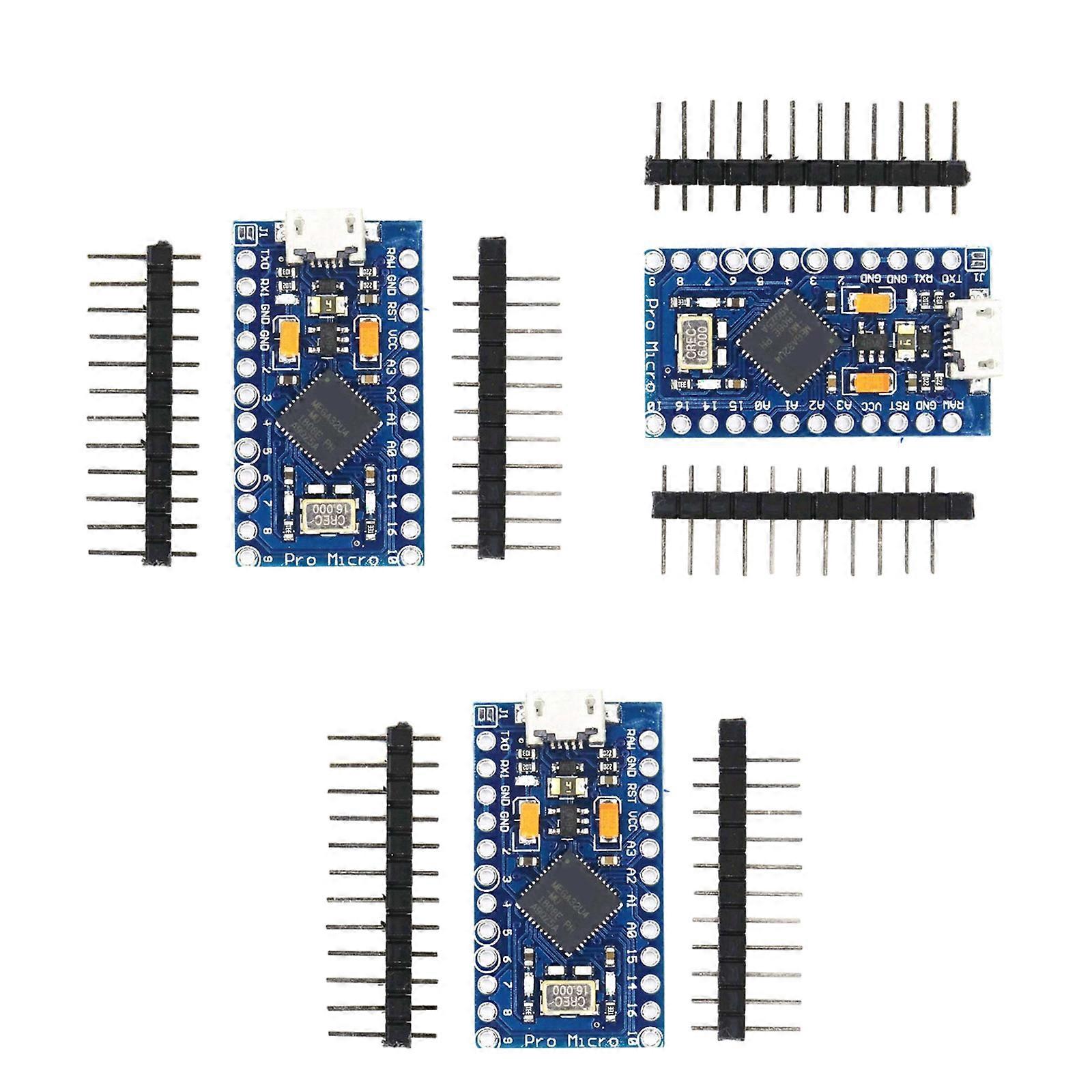 Set of 3 ATmega32U4 Microed 5V 16MHz Microed USB Development Boards for Robotics and Applications Multicolor