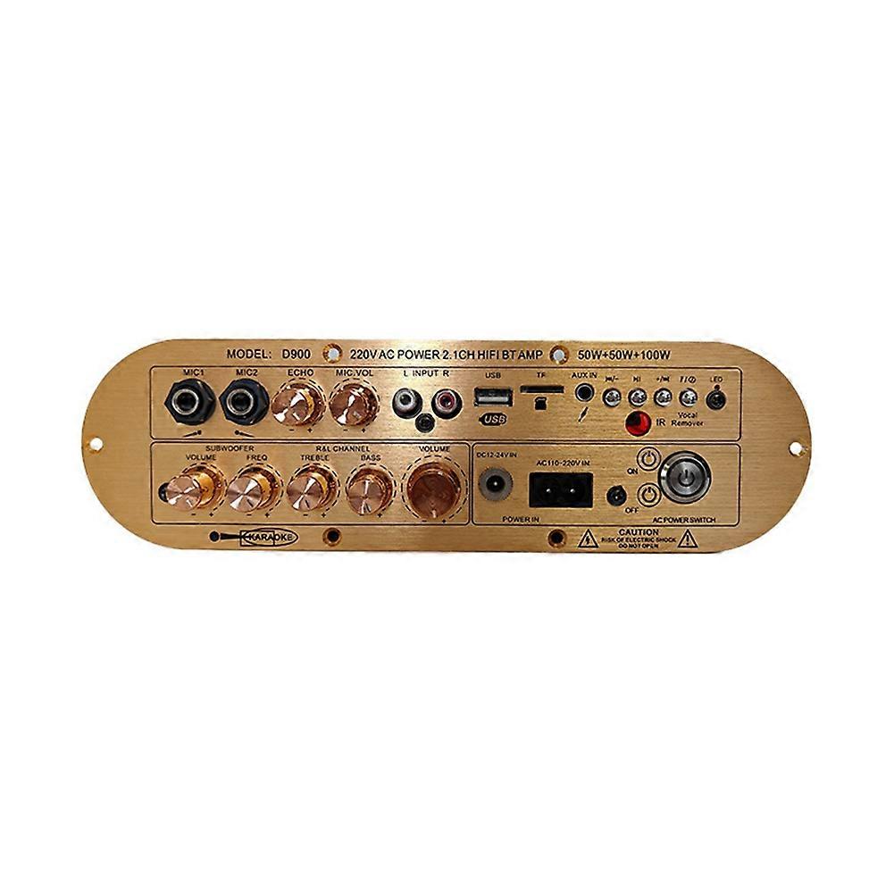 2.1 Channel Bluetooth Audio Amplifier Board D900, 50W+50W+100W Output, Supports USB, AUX, Mic, FM, TF Card US PLUG