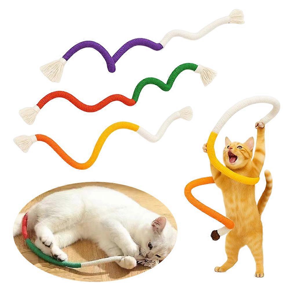 3Pcs Cat Chew Ropes with Gall Fruit, Safe Teeth Cleaning Chew Toy for Indoor Kittens Interactive Cat Toys