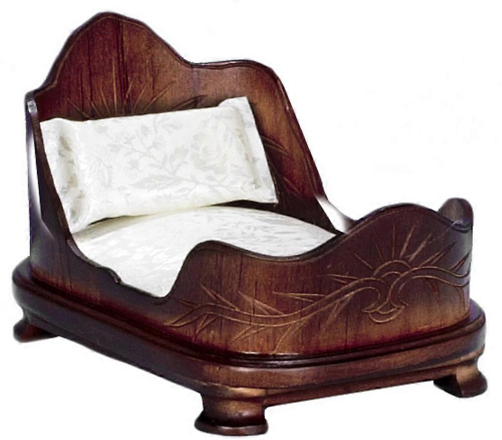 دمى البيت الجوز سرير واحد مدورة مصغرة 1:12 مقياس أثاث غرف النوم