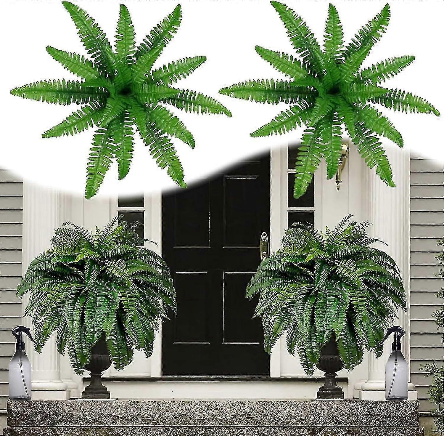 UV Resistant Lifelike Artificial Boston Fern,2024 New Artificial Ferns for Outdoors, Faux Ferns Artificial Plants, Artificial Boston Fern for Home Dec
