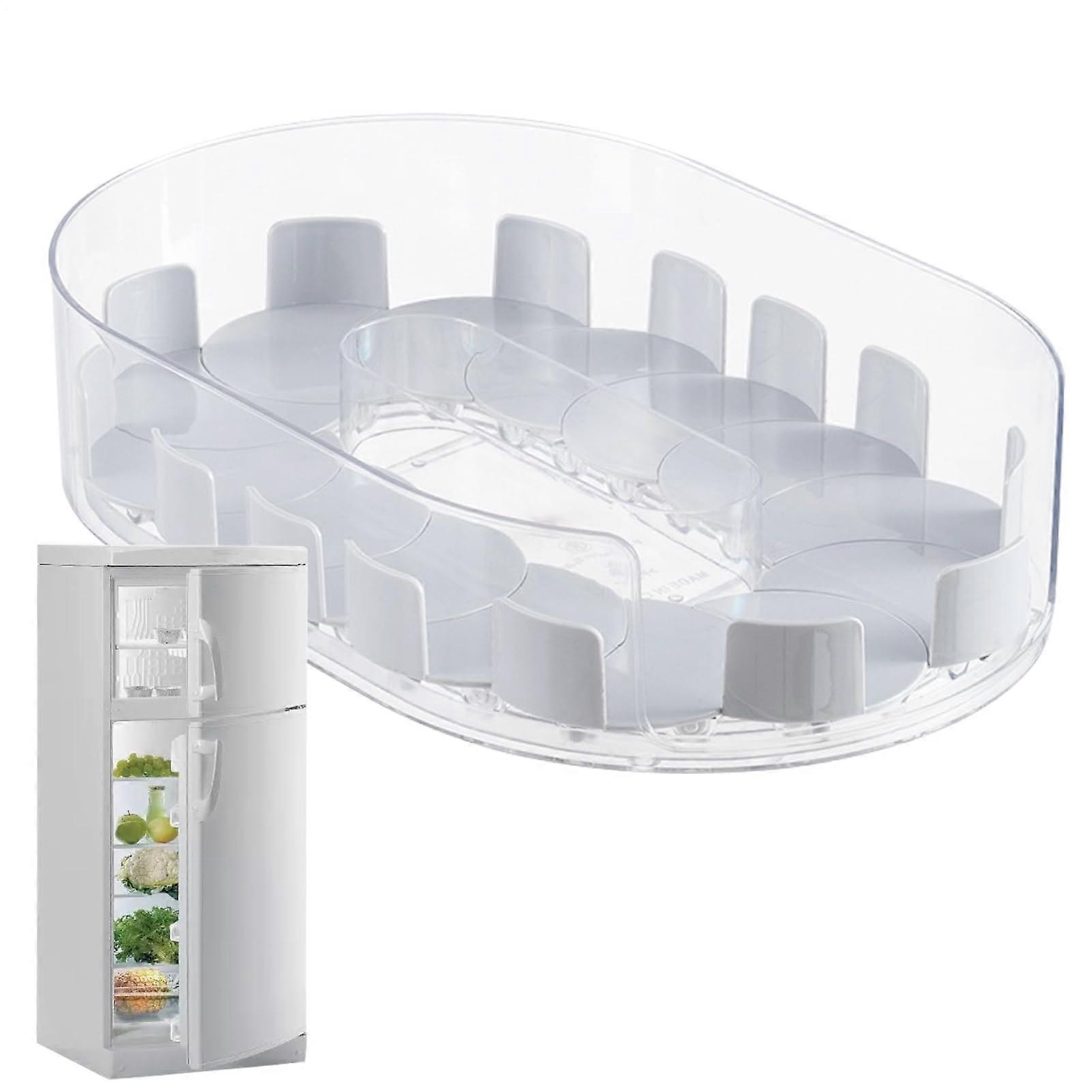 Fridge Rotating Tray Rectangular Condiment Rack, Clear Tray, Large Shelves For Vanity Bottles, Kitchen Pantry