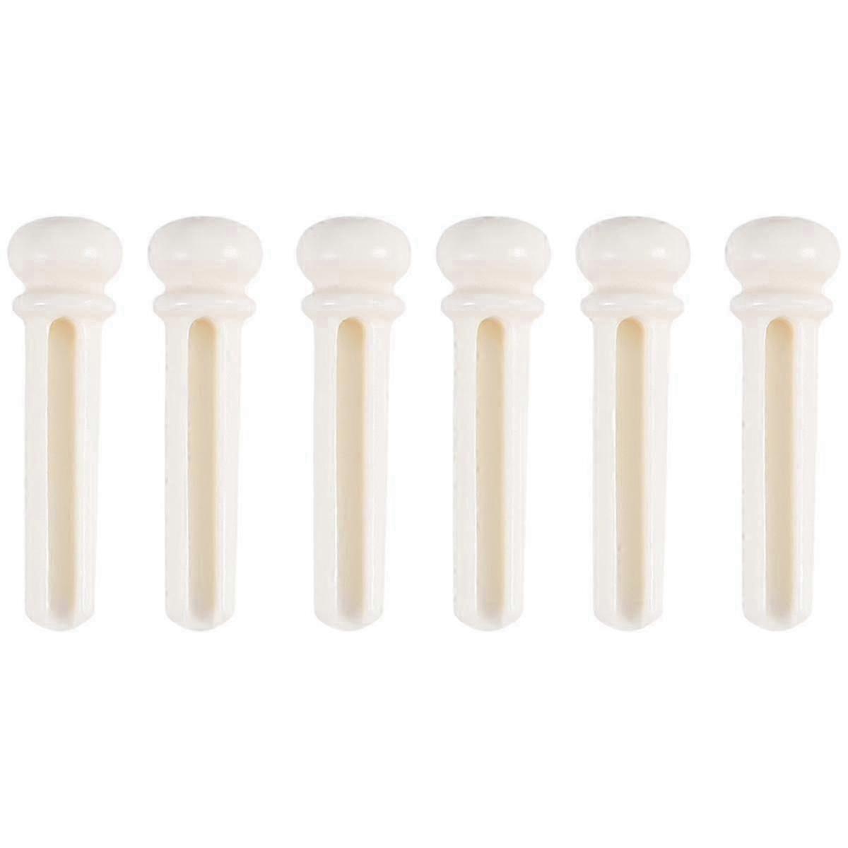 6 st stallstift för akustisk gitarr i äkta benmaterial med pärlskalsprickor