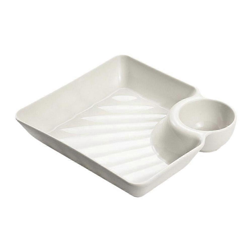 Plastic Dumpling Conch Square Plates with-Sauce Compartment Square Serving S0L4