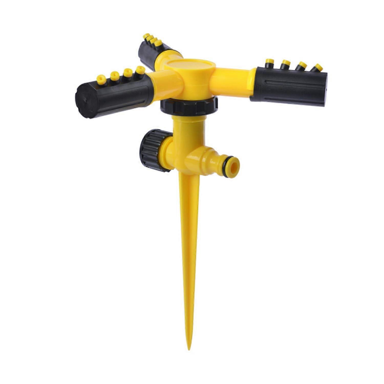 Lawn Sprinkler with Rotating Adjustable Spray for Garden and Yard Irrigation, Yellow Base