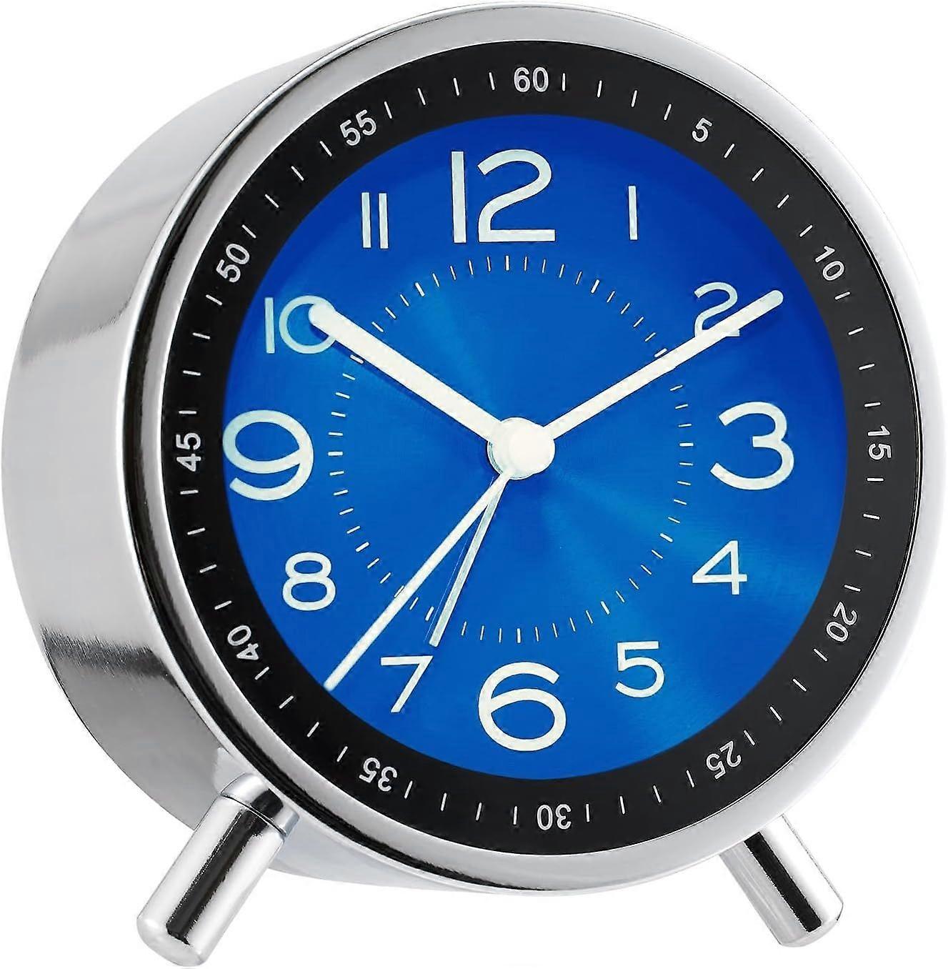 Super Silent Metal Alarm Clock,Beep Wake Round Alarm Clock with Strip Night Light,Battery Operated