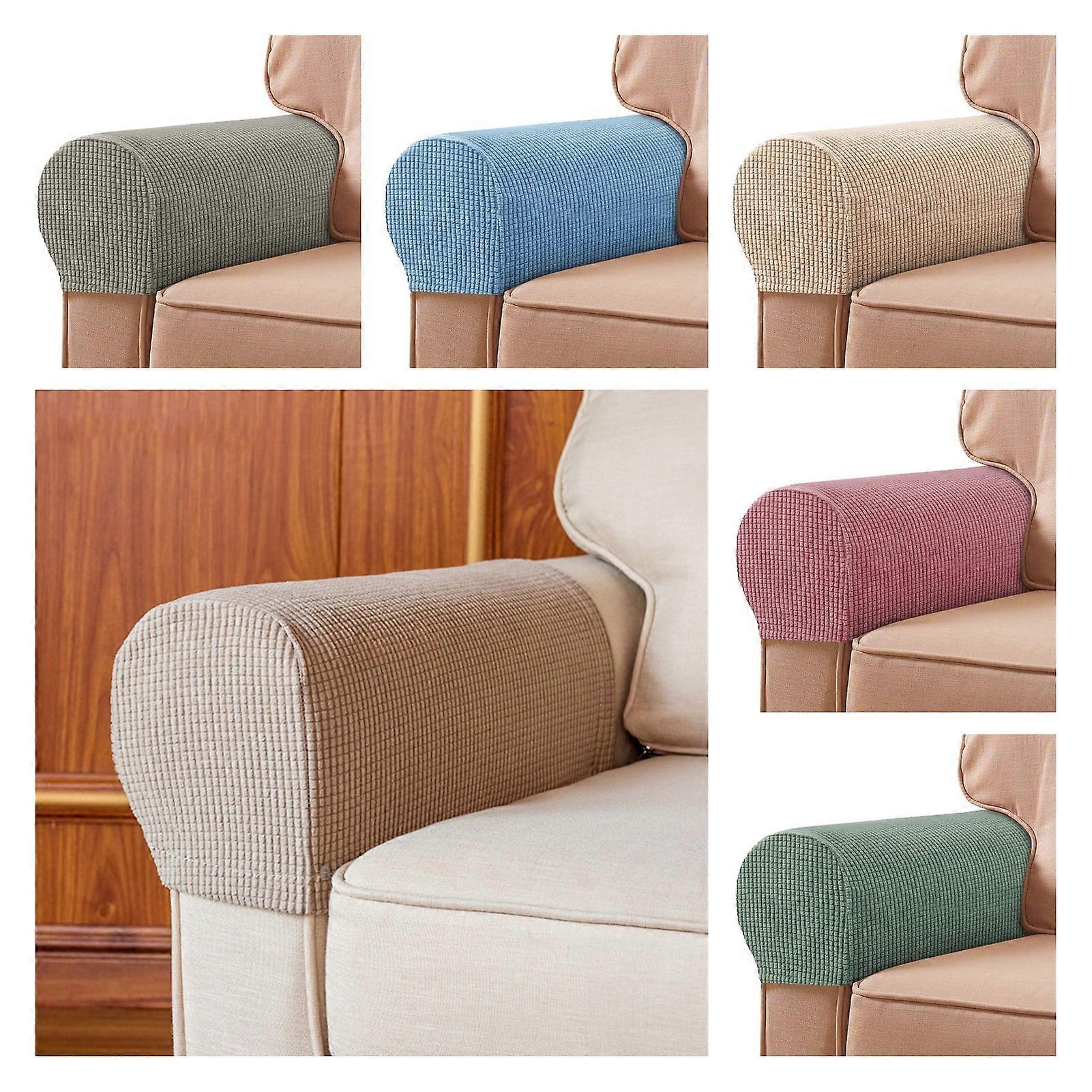 Cheers US 2Pcs Stretch Armrest Covers Compatible with Spandex Recliner Sofa, Anti-Slip Couch Arm Protector