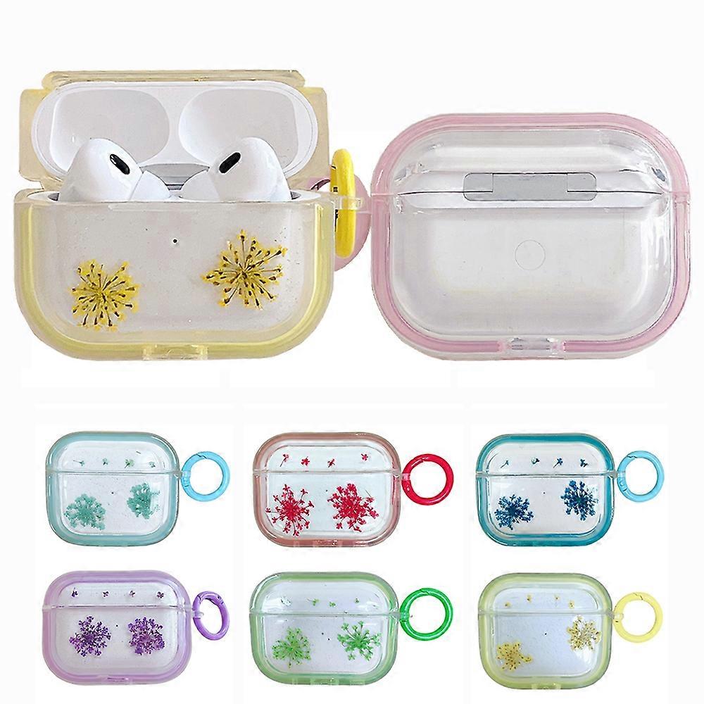 Glitter Snowflake Epoxy Dried Flowers Earbuds Box TPU Case