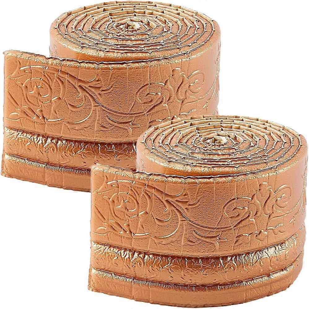 2 Rolls 91x4 Inch Peel and Stick Chocolate 3D Wall Edging Foam Molding Flexible Wallpaper Border Mirror Edging Frame Line Wall Base Ceiling Baseboard 