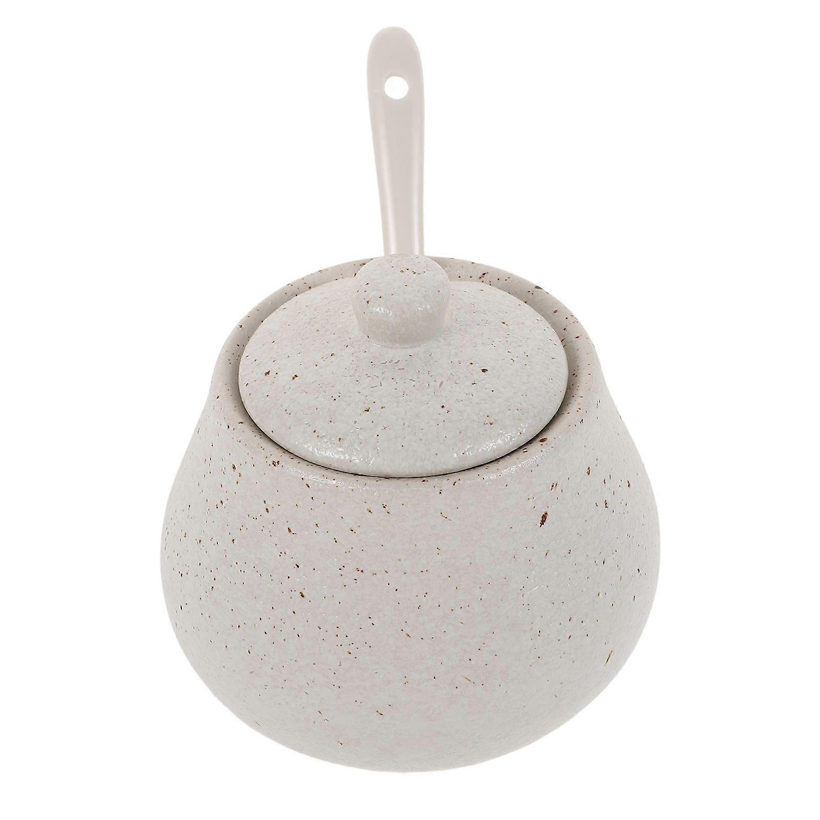 Porcelain Condiment Pot with Lid for Kitchen Use 1Set Ceramic