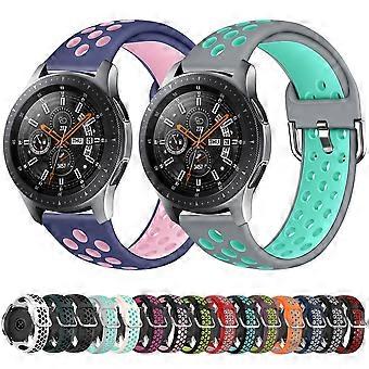 Galaxy Watch 46 / S3 / Huawei Watch GT 1 / 2 22 mm:n älykellolle tarkoitettu silikoninen kaksivärinen kellonranneke, koko: L (valkoinen musta)