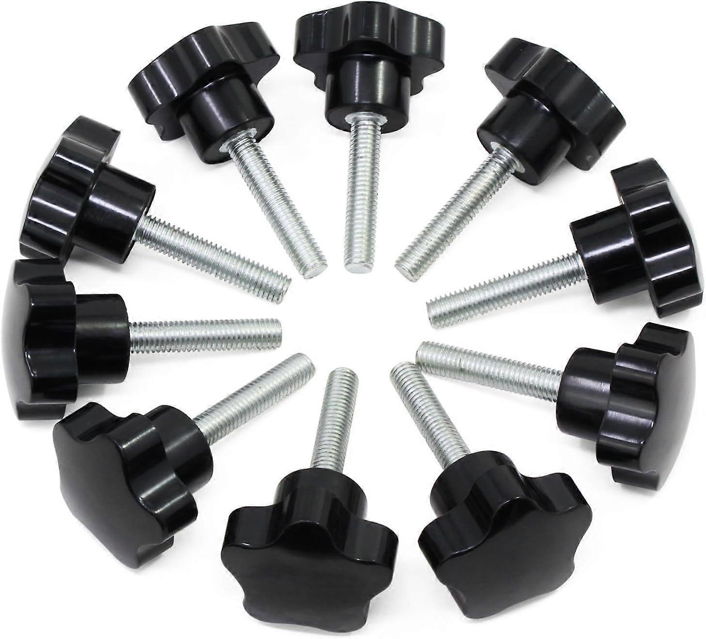 M8x40 Female Thread Nut Clamping Handle, Star Shape Hand Knobs Black Plastic