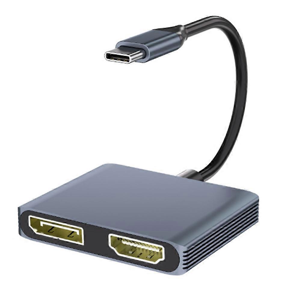 Type-C Hub to HDMI-Compatible+DP Splitter 4K 60HZ Multi-Screen Expansion Type C Docking Station for Laptop Phone