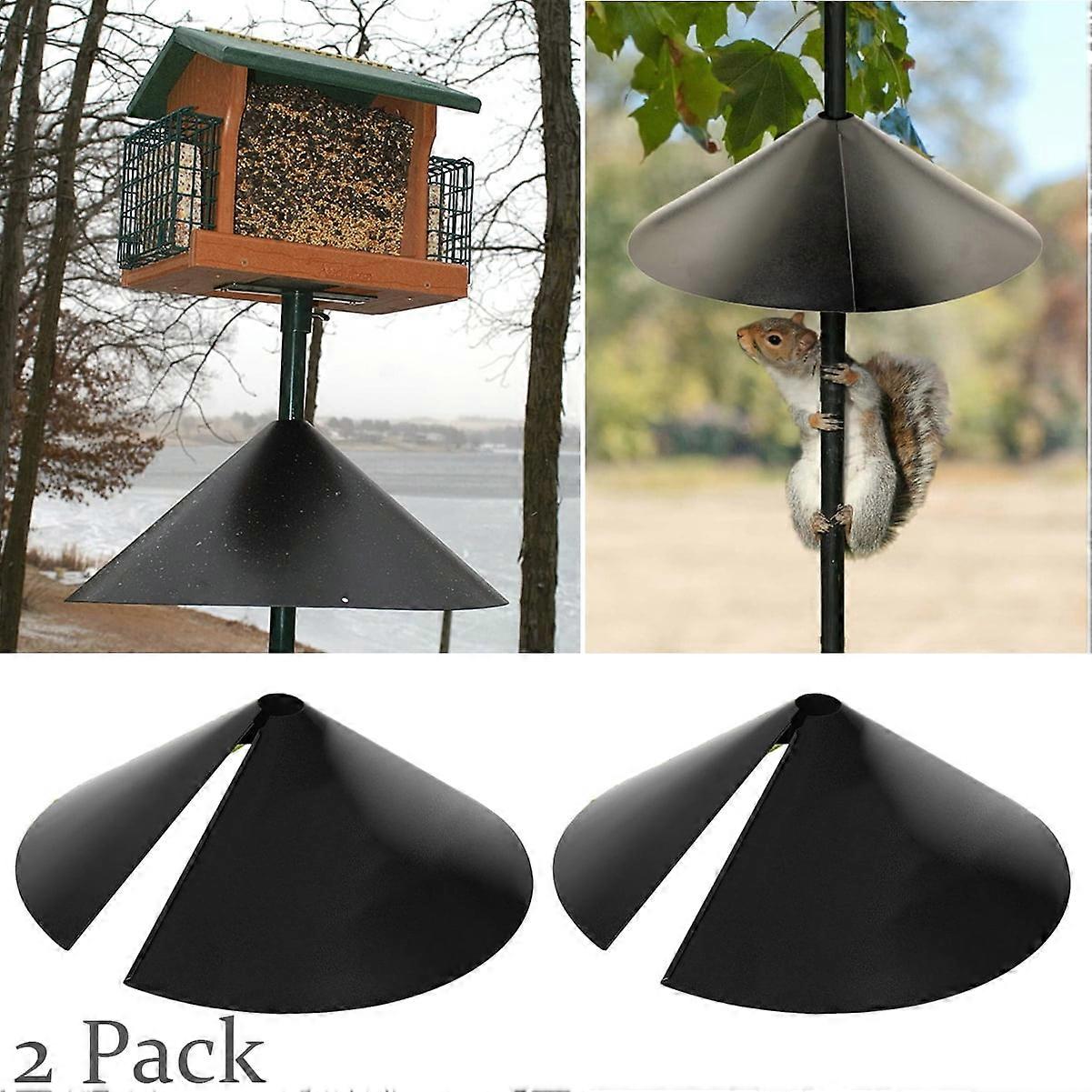 Pack of 2 Wrap Around Squirrel Proof Baffle compatible with bird feeder poles, stop squirrels stealing feed, protects pole-mounted feeders & houses