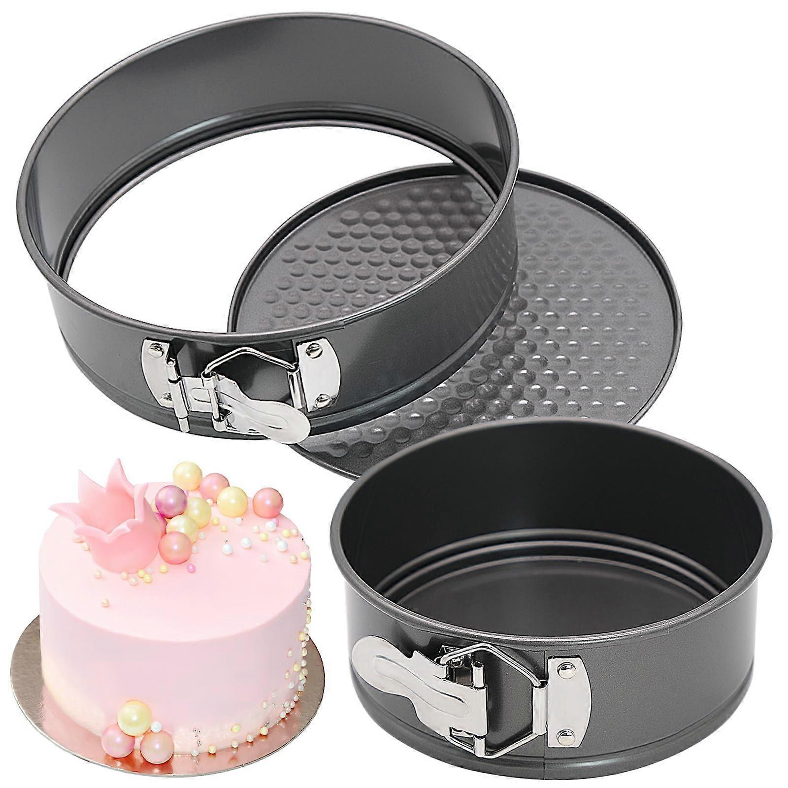 Set of 2 Round Springform Cake Pans, Leakproof Nonstick Base, Easy Release Latch, Oven Safe