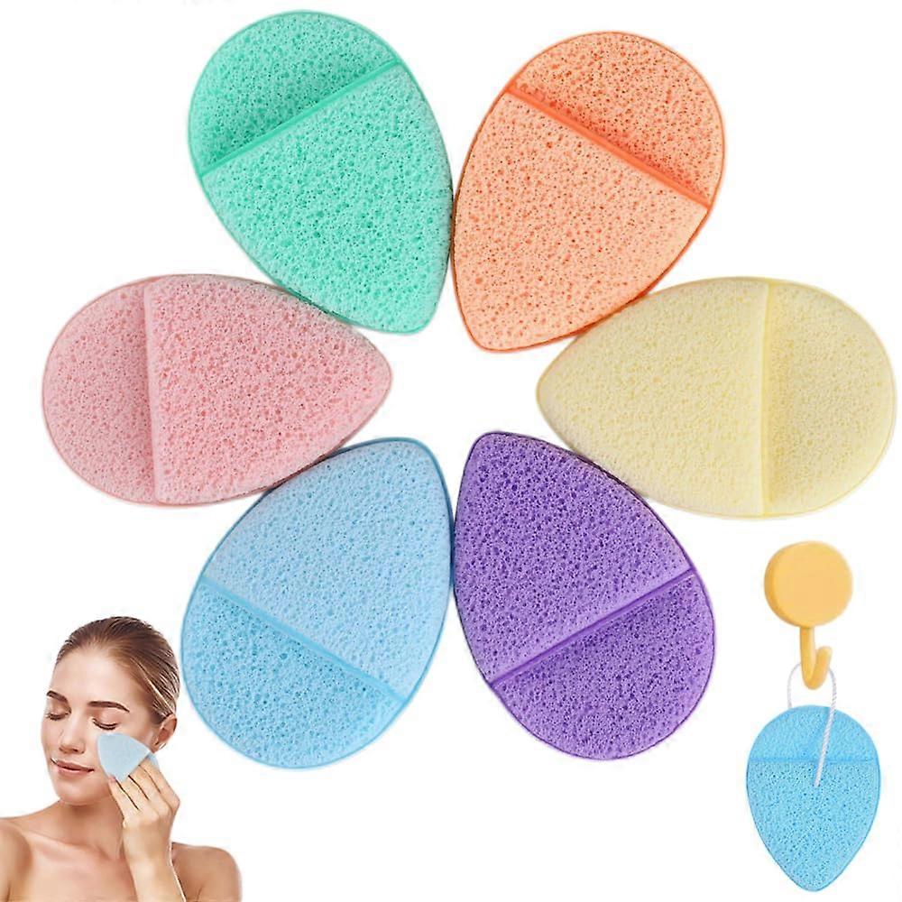 6PCS Facial Cleansing Sponge Set Colorful Reusable Makeup Remover Pads Gentle Exfoliating for All Skin Types