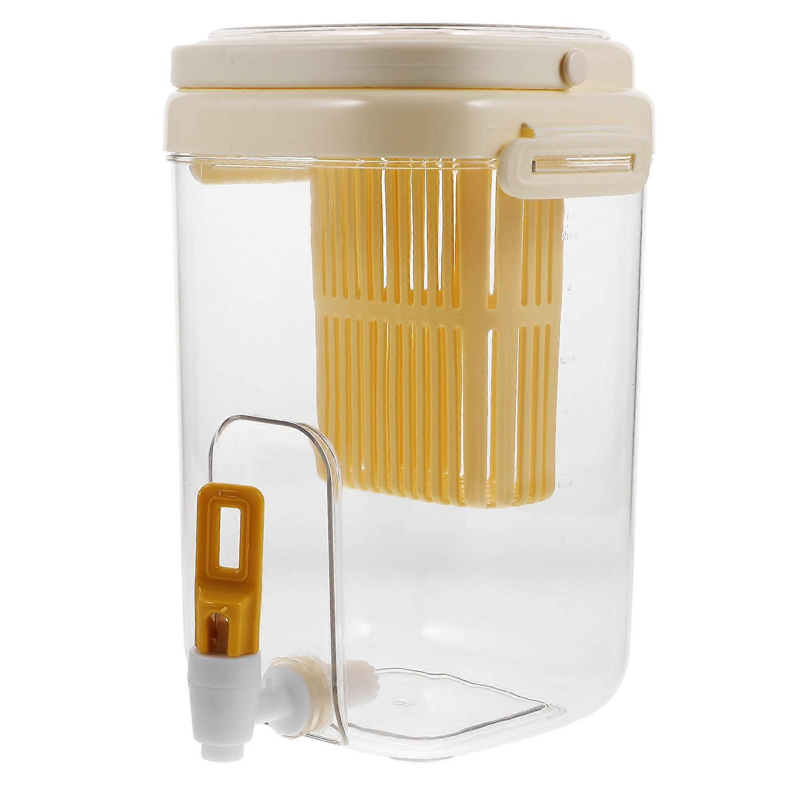 Beverage Dispenser Cold Kettle with Faucet for Home 2L Yellow