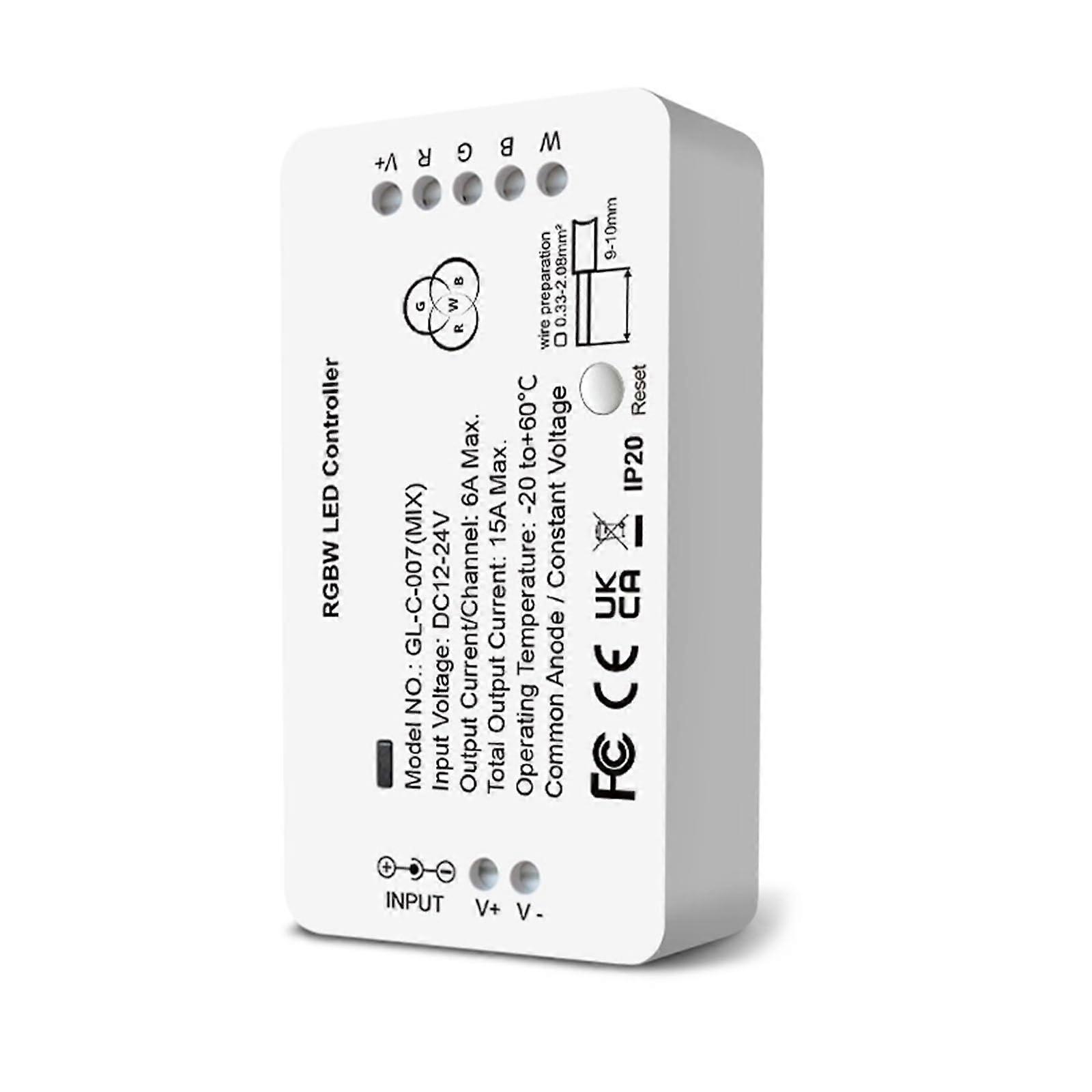 LED Strip Controller for RGBW and RGBCCT Strips with Precise CCT Adjustment, 1pcs