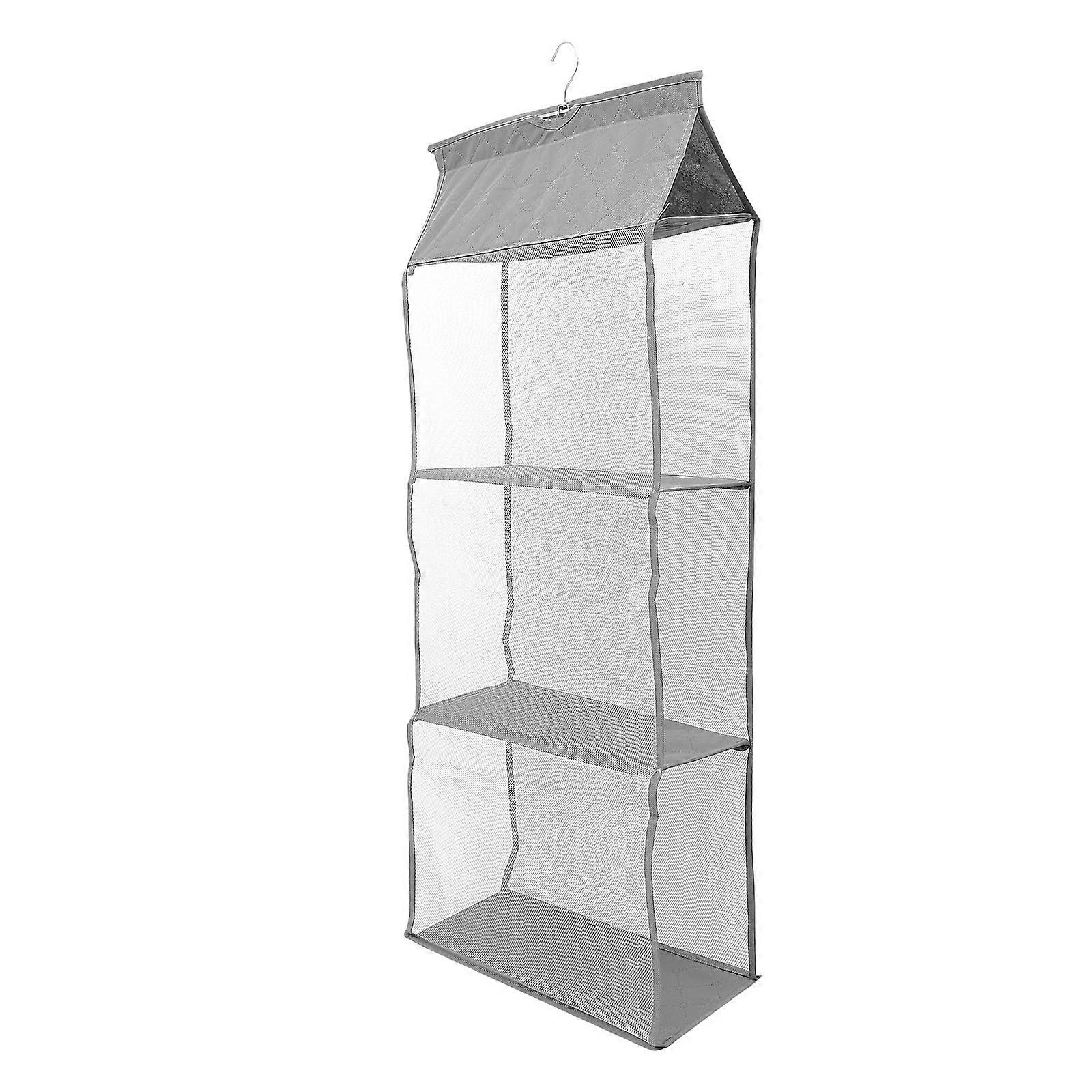Hanging Closet Organizer with Breathable Fabric and Multiple Compartments for Handbags, Grey